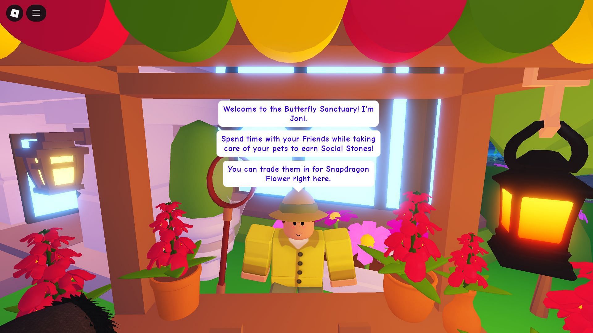 Joni, the Snapdragon Flower vendor (Image via Roblox)